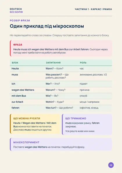 «Склади речення німецькою», сторінка 10 — Один приклад під мікроскопом